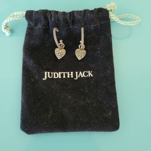Vintage JUDITH JACK Sterling Heart / Hoop Earrings
